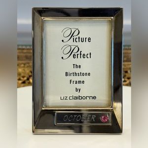Liz Claiborne rare Gold-Plated Picture Perfect Birthstone Frame, October, EUC